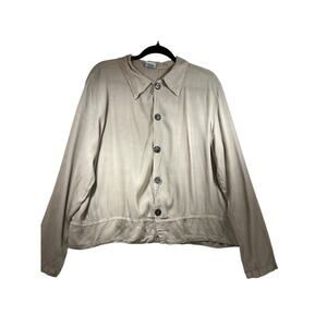 CP Shades Neutral Button Lagenlook Minimalist Overshirt Shacket Womens Medium